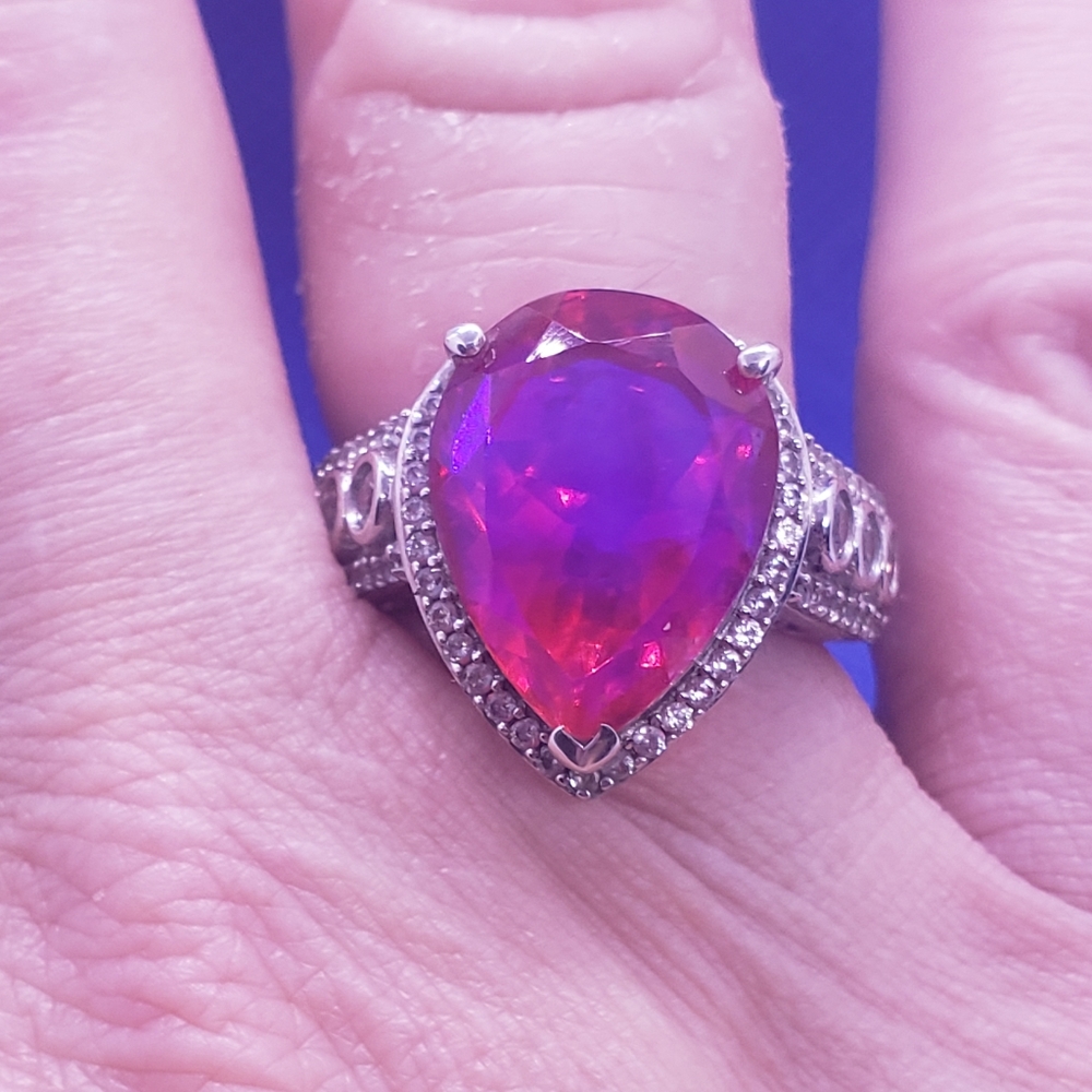 SOLD To  C! Rare Unique Volcanic Quartz  Ring in Platinum Over Sterling S - Picture 8 of 17